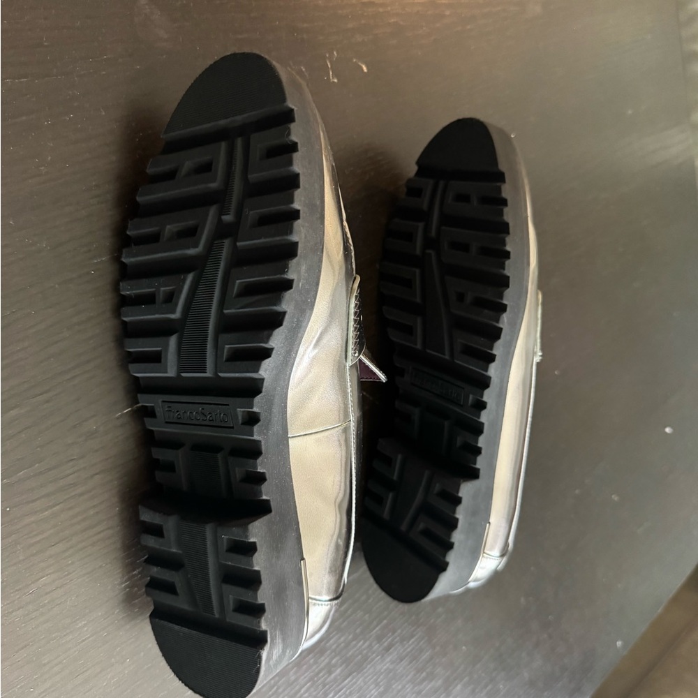 Franco Sarto Metallic Silver Loafers - Picture 2 of 3